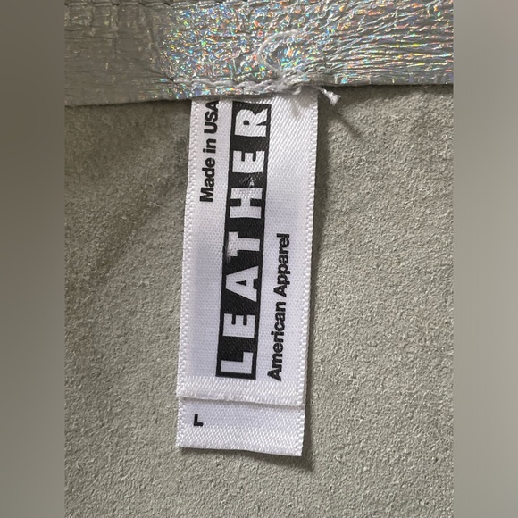 American Apparel Iridescent Leather Silvery Hologram Skater Circle Skirt Size L - Picture 11 of 13